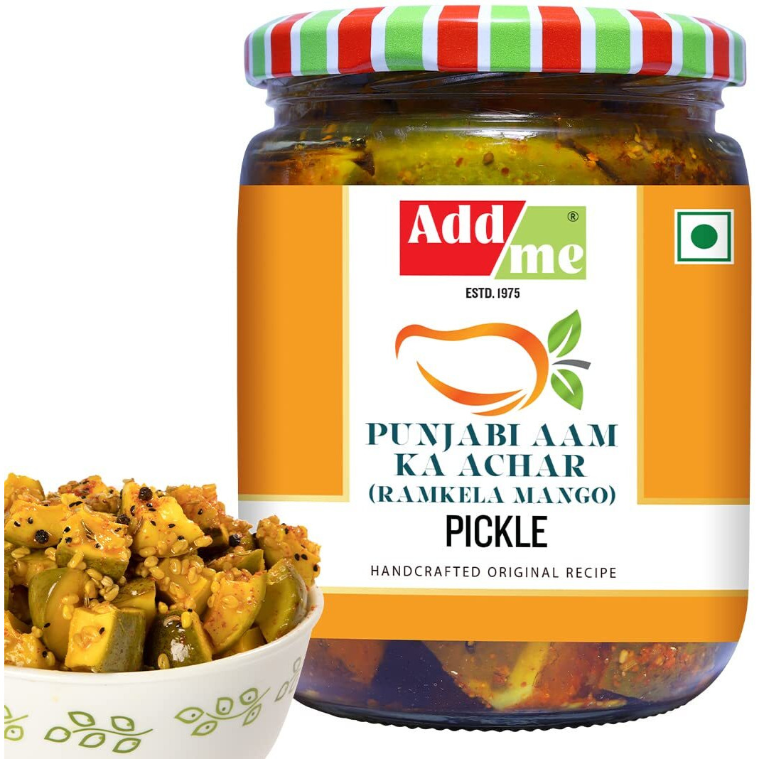 Add me Ramkela Punjabi Mango Pickle Aam ka Achar, 500g Pack, Glass Jar
