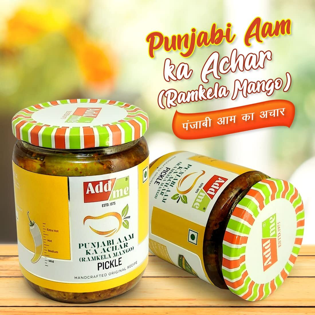 Add me Ramkela Punjabi Mango Pickle Aam ka Achar, 500g Pack, Glass Jar