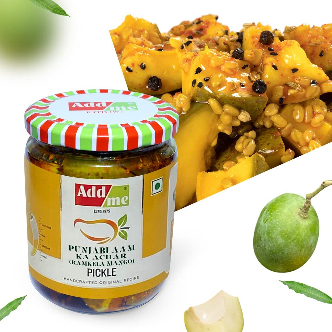 Add me Ramkela Punjabi Mango Pickle Aam ka Achar, 500g Pack, Glass Jar
