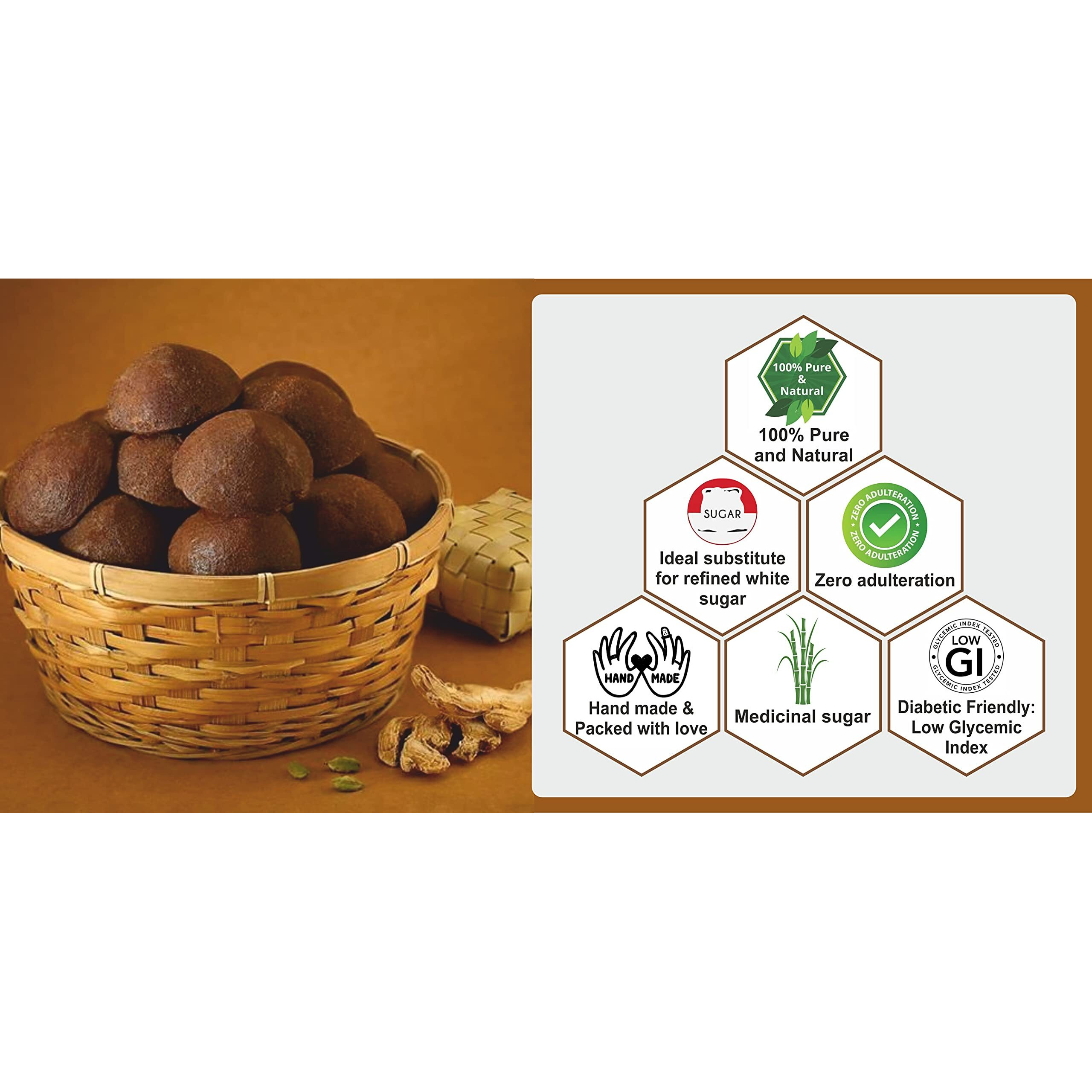 Aranyaka Pure Palmyra Palm Jaggery Blocks |2000 Grams (PACK OF 2 EACH 1 KG) |100% Natural (No Added Sugar, No Impurities, No Added Colour, No Added Preservatives) | Karupatti | Panavellam - Palmyra Jaggery