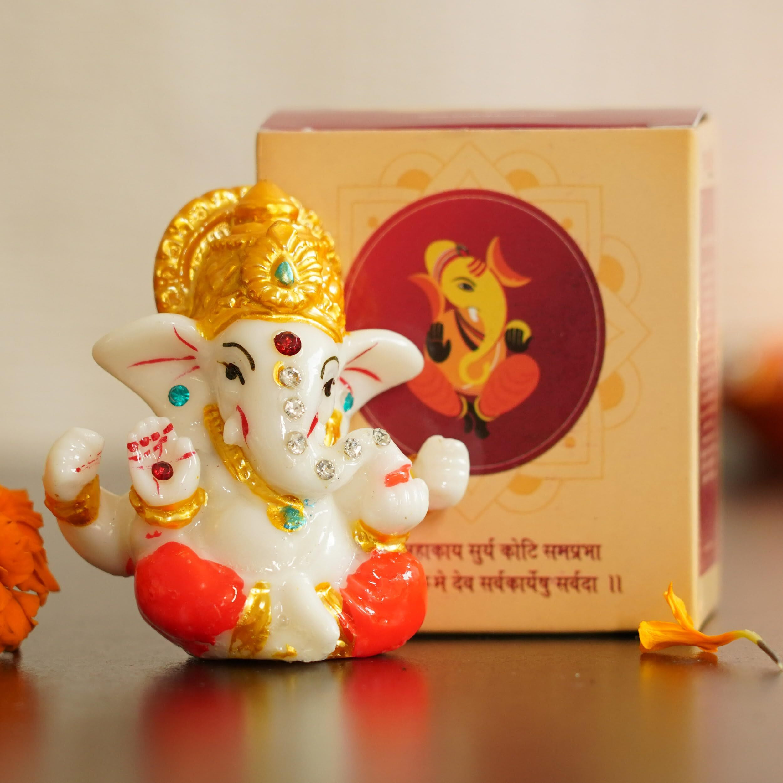 TIED RIBBONS Bhai Dooj Gift Set for Brother with Dairy Milk Silk Chocolates Mini Ganesha Idol Statue Greeting Card and Kalawa Moli Roli Chawal Tika Hamper