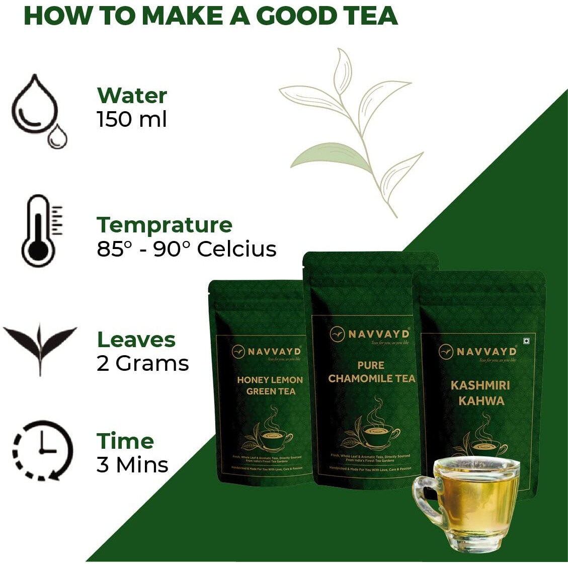 Navvayd Makaibari Organic Black Tea (100 Grams, 50 Cups), A delicious & organic second flush premium darjeeling tea from Makaibari Tea Estate