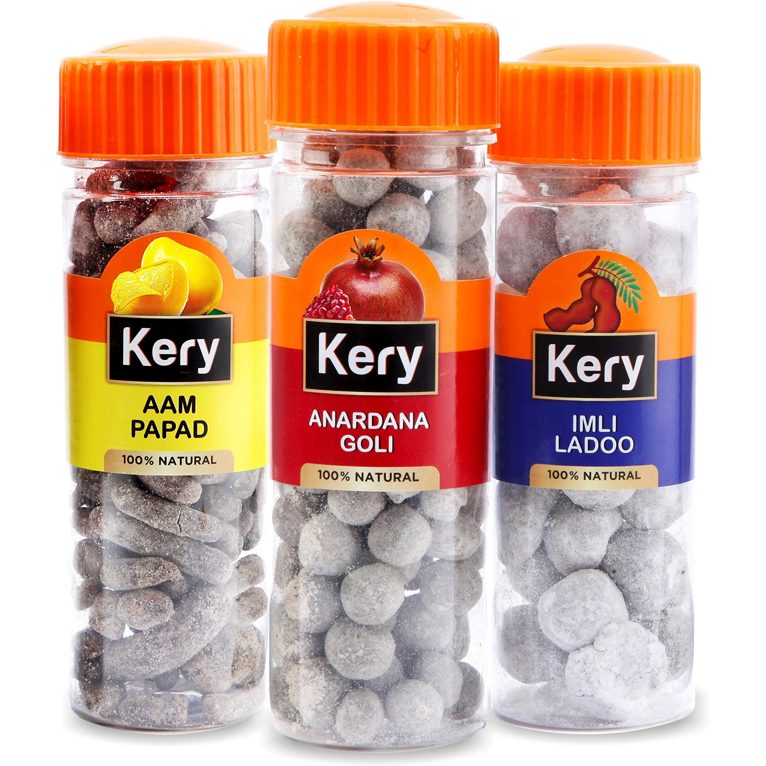 KeryMouth Freshener Anardana Goli, Aam Papad, Imli Ladoo [100% Digestive Mukhwas] 3 Bottles, 390g