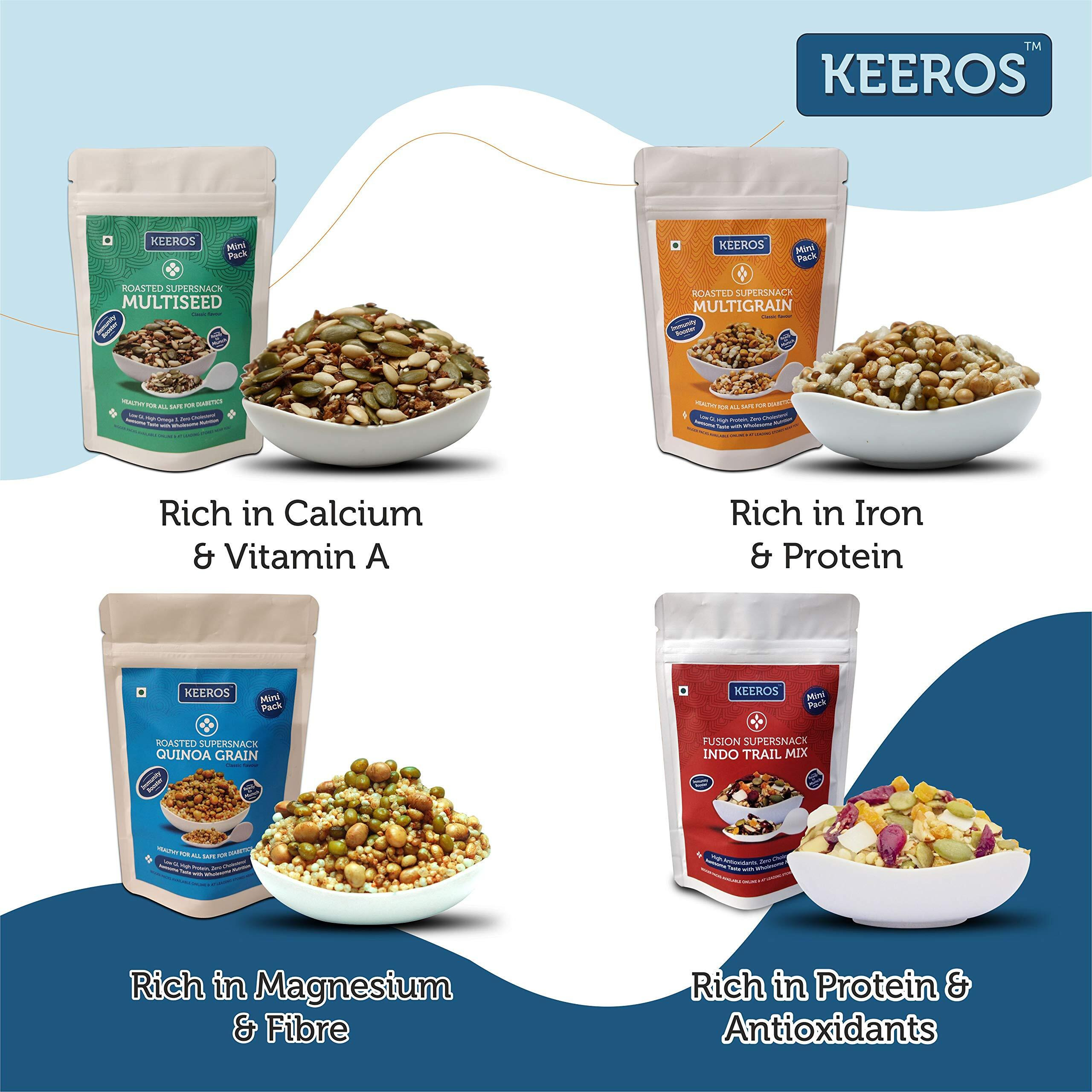 Keeros Healthy Gift for Bhai Dooj with Roli Moli Chandan Tikka Chawal Mishri |Combo of Sweet & Salted, Tasty & Nutritious Super Snacks Packed in a Premium Gift Pack for Brother | Bhai Dooj Combo Pack