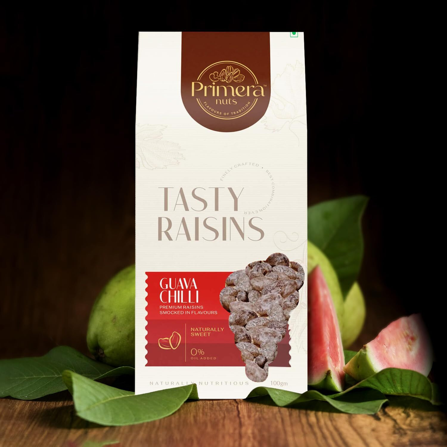 PRIMERA NUTS Premium Tasty Guava Chili Flavour Raisins 125 GM | Naturally Nutritious Flavored Raisin | Delicious Healthy Snack