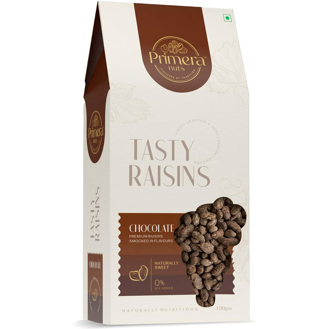 PRIMERA NUTS Tasty Chocolate Raisins Naturally Nutritious Delicious Healthy Snack (125GM)
