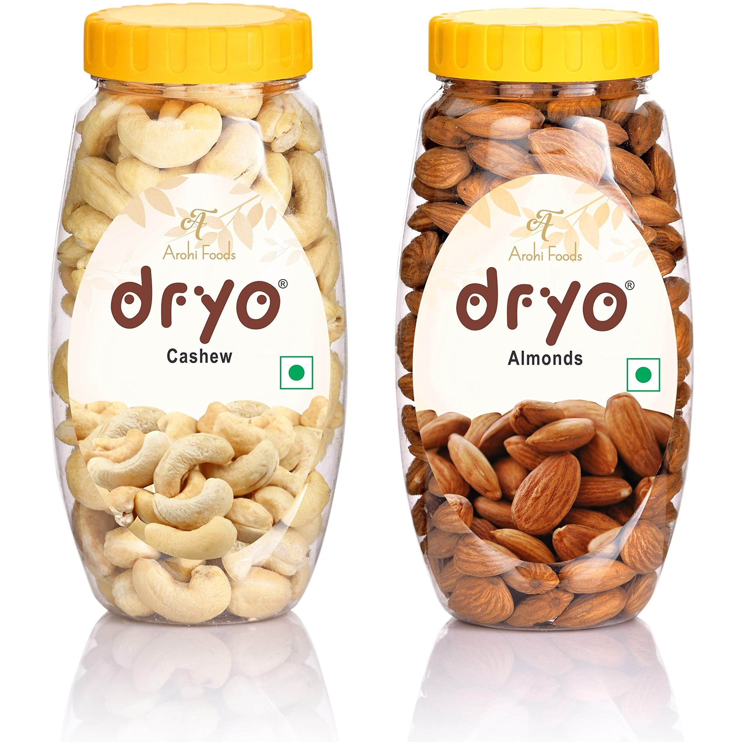 Dryo Natural Dry Fruit Combo Premium Californian Almonds 250g And Goan Cashew Nuts kaju and Badam Combo 220g Delicious & Nutritious