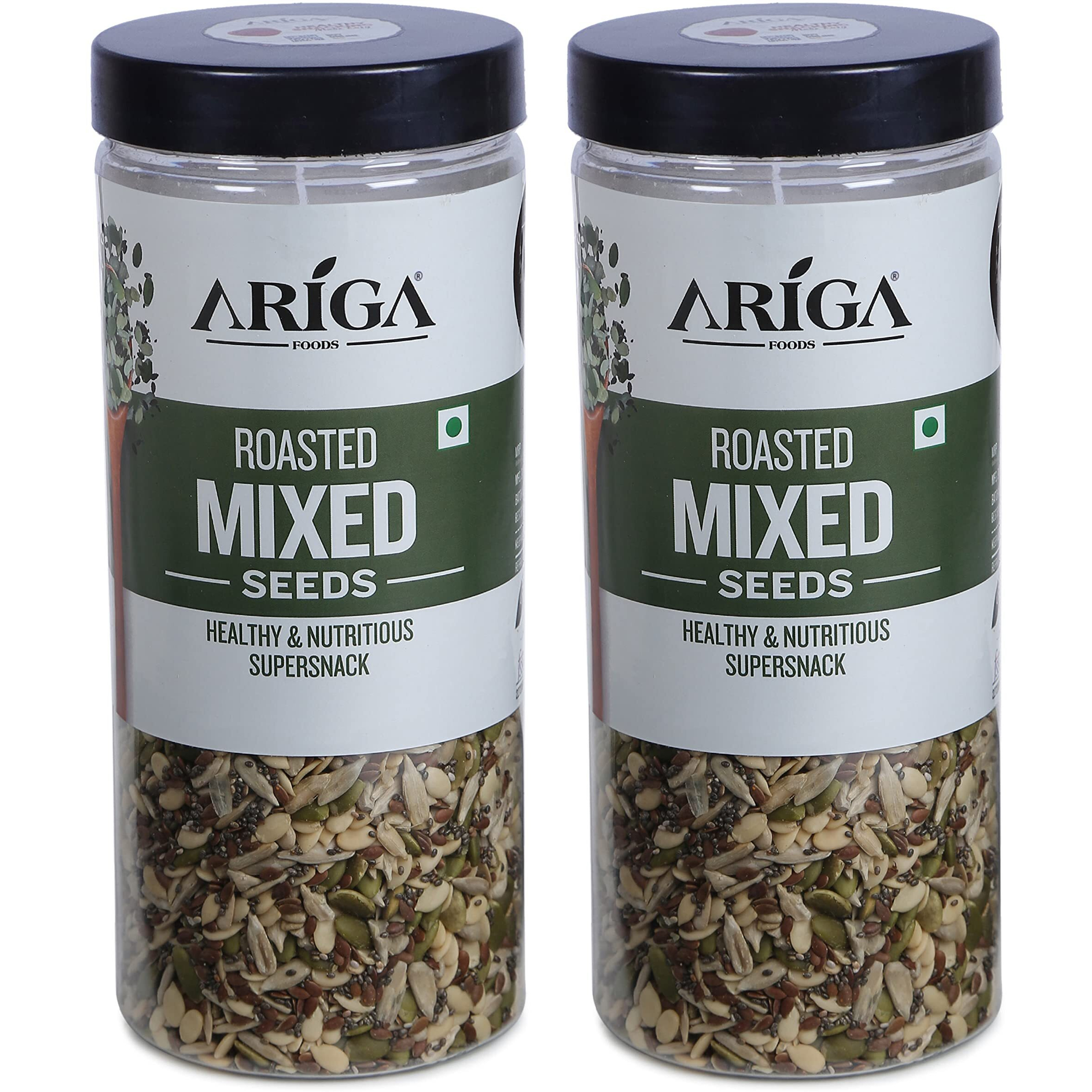 Ariga Foods 5 in 1 Super Seeds Mix- Pumpkin, Flax, Chia, Watermelon and Sunflower Mixed Seeds for Weight Loss in Pet Jar 1kg Value Pack (2x500g each) | Vitamins & Minerals Rich | Healthy Rich Diet food