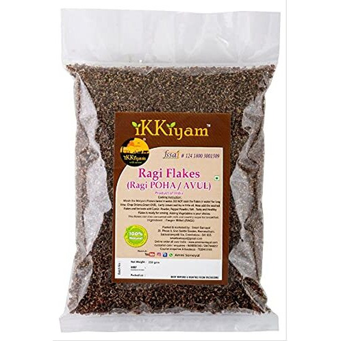 Ikkiyam Ragi Flakes (Avul)| Whole Grain Finger Millet| Poha Fresh Coconut & Country Sugar| Breakfast Millet Pohe Loaded With Calcium & Nutrients| Unflavoured Ragi Alternative To Oats| Pack of 1 |250g