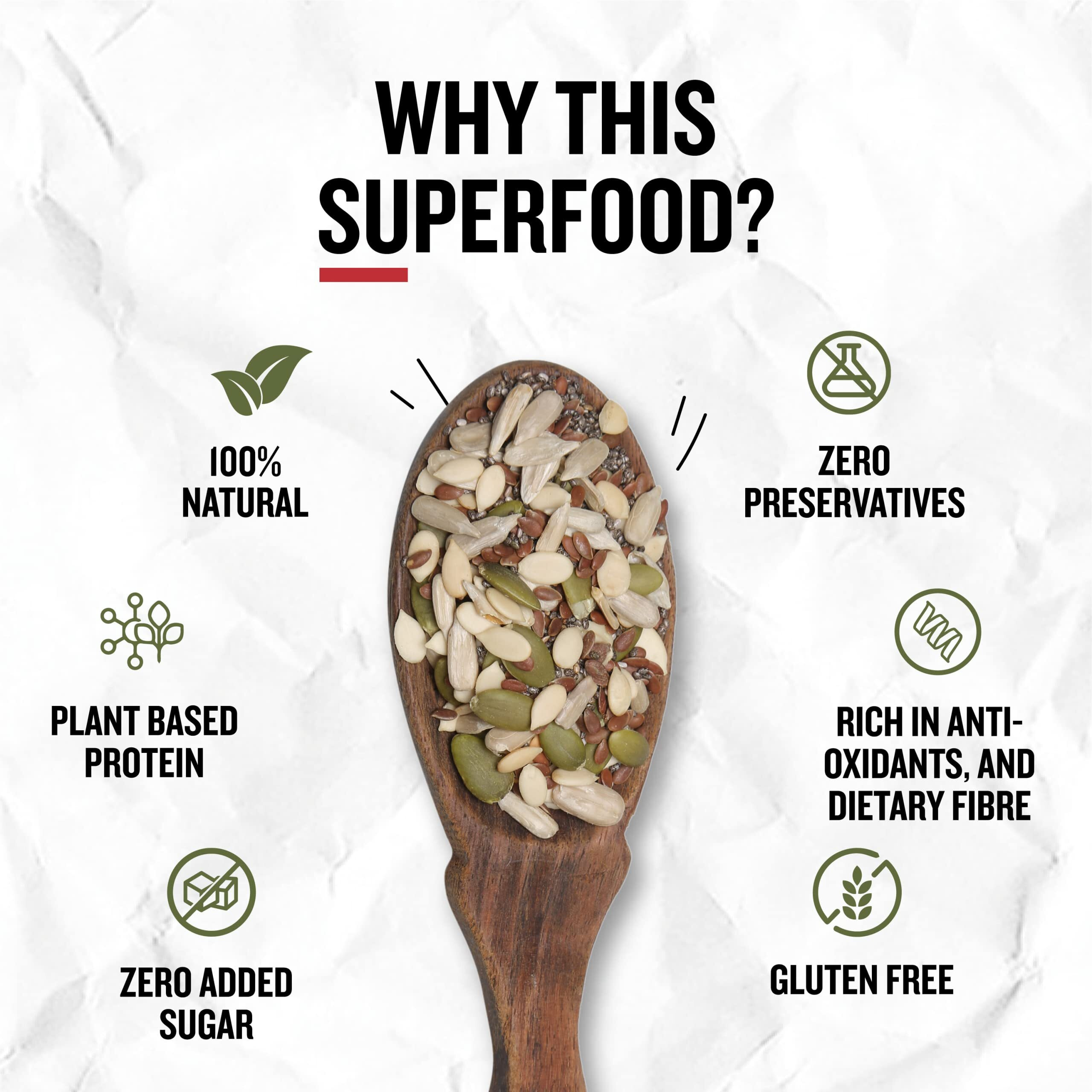 Ariga Foods 5 in 1 Super Seeds Mix- Pumpkin, Flax, Chia, Watermelon and Sunflower Mixed Seeds for Weight Loss in Pet Jar Value Pack (200g) | Vitamins & Minerals Rich | Healthy Diet Food
