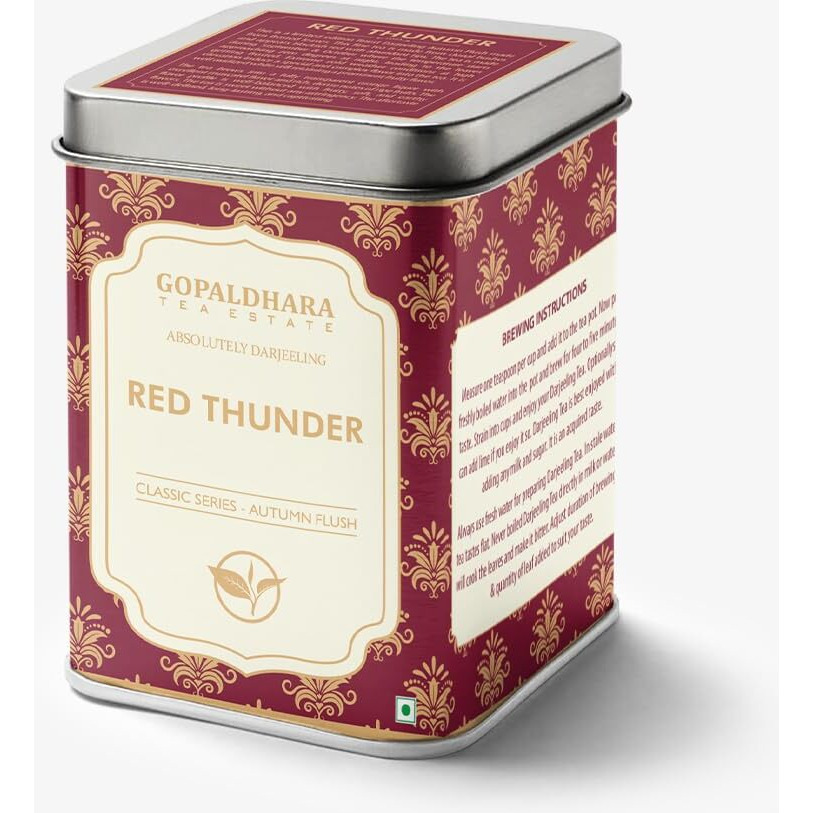 Gopaldhara Darjeeling Tea Red Thunder 50g Tin Can - (Classic Series) FTGFOP1 Whole Leaf Winter Frosted Black Tea from Gopaldhara Tea Estate