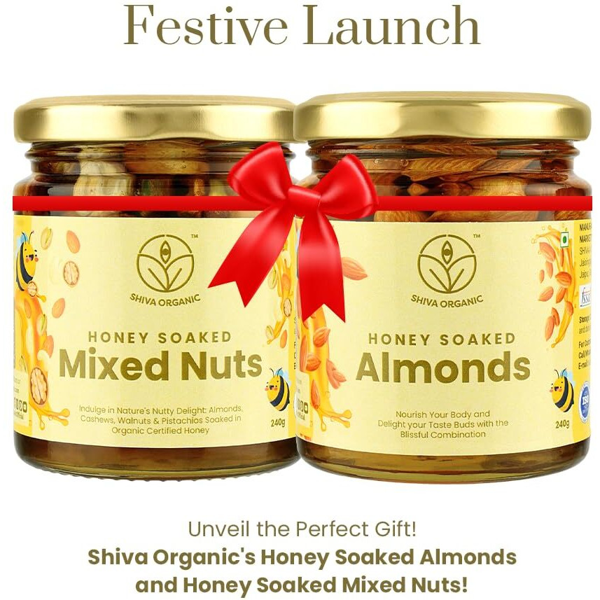 Shiva Organic Crunchy, Rich in Protein, Magnesium, Phosphorus, and Dietary Fibre I Energy Booster (Soaked Nuts Comb - Almonds, Mixed Nuts, 480g (2 * 240g))