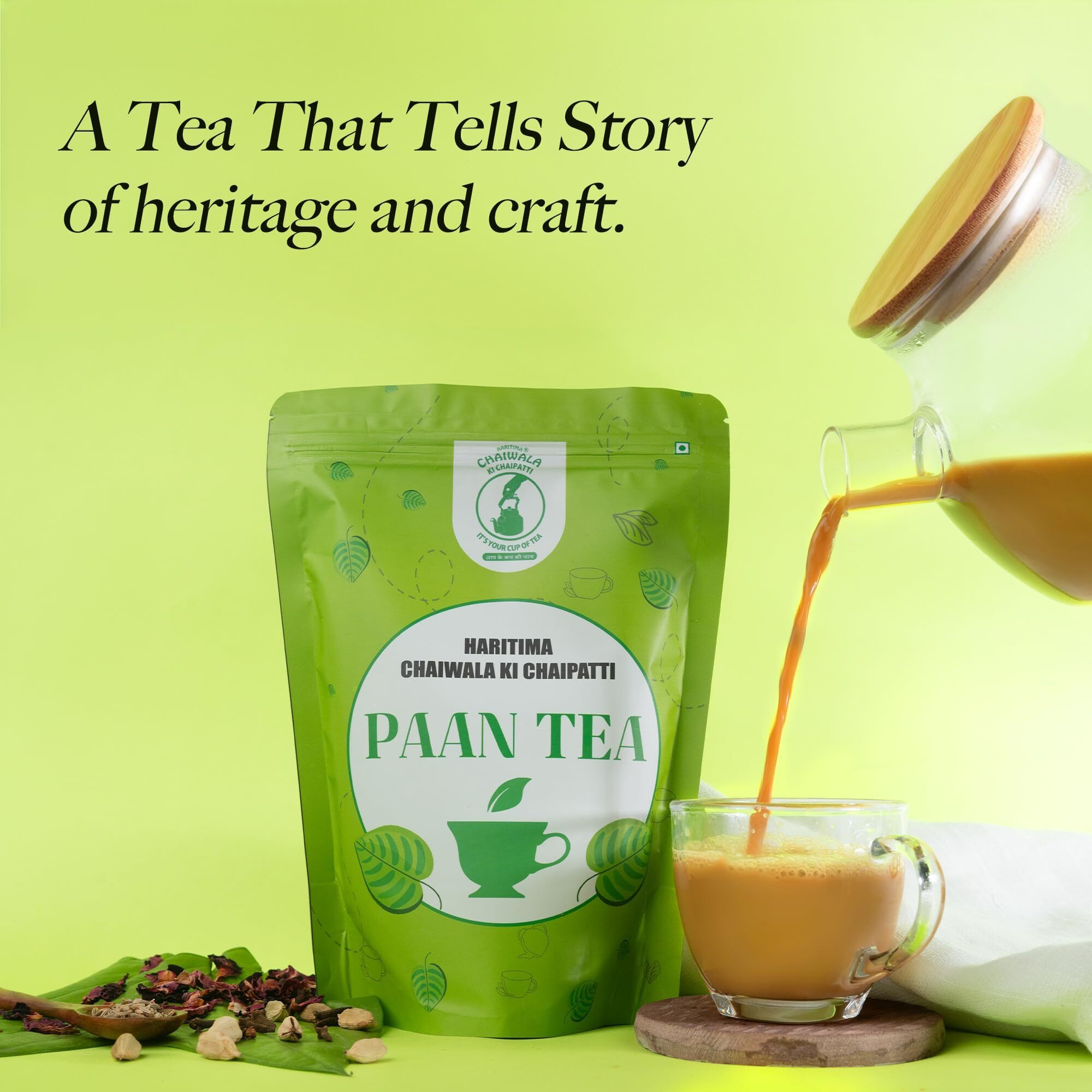 Haritima Chaiwala Ki Chaipatti Paan Tea Unique Fusion of Assam Black Tea and Distinctive Flavour of Betel Leaves Depth of Cardamom Cloves and Fennel Blend of Rose Petals - 250gm Each (Pack of 2)
