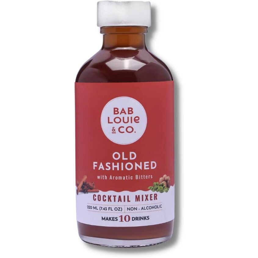 Bab Louie & Co. Assorted Garnishes with Old Fashioned Cocktail Mixer for Whiskey, Bourbon, Rum, Makes 7 Drinks, Combo Pack of 2 (50g Garnishes & 220 ML Mixer)