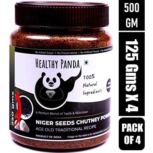 HEALTHY PANDA Niger Seed Chutney Powder Gurellu Chutney, Karale / Karala Chutney (100% Natural & Healthy) - 125 Gram, Pack of 4 (500 Grams)
