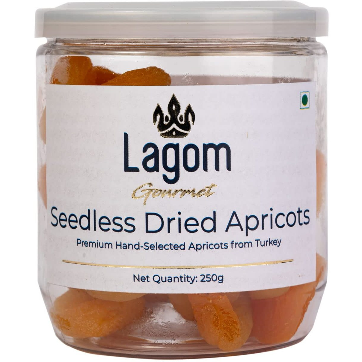 Lagom Gourmet Seedless Dried Apricots 250g | Sun Dried | No Added Sugar | Gluten Free | Vegan | Plant Based | Non GMO | Turkish Apricots Dry Fruits | Dry Apricots | Dried Apricots