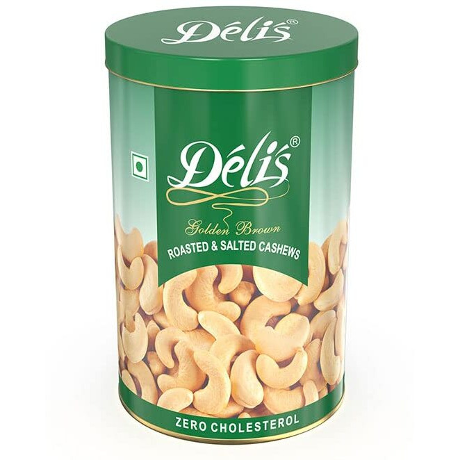 Delinut Dry Roasted Cashews | Plain and Flavoured Cashews (Golden Brown, 400 gm)