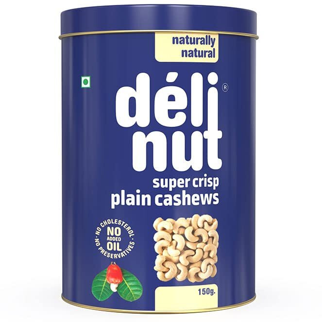 Delinut Dry Roasted Cashews | Plain and Flavoured Cashews (Plain, 150 gm)
