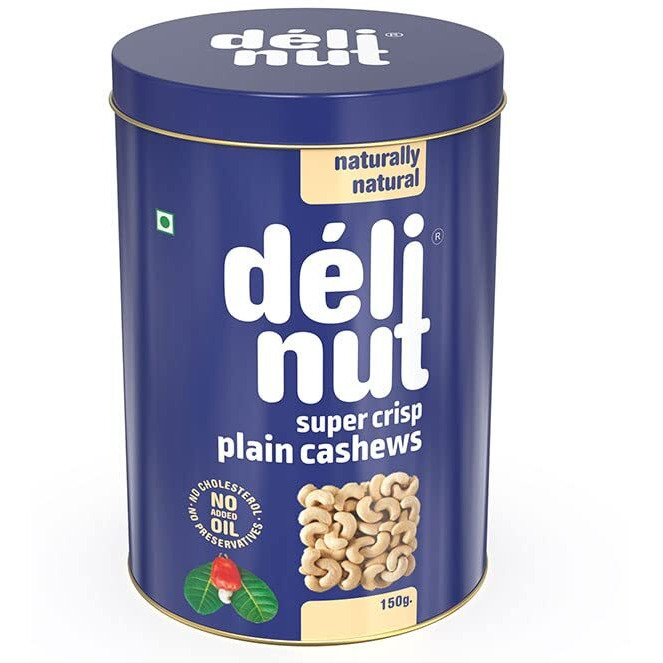 Delinut Dry Roasted Cashews | Plain and Flavoured Cashews (Plain, 150 gm)
