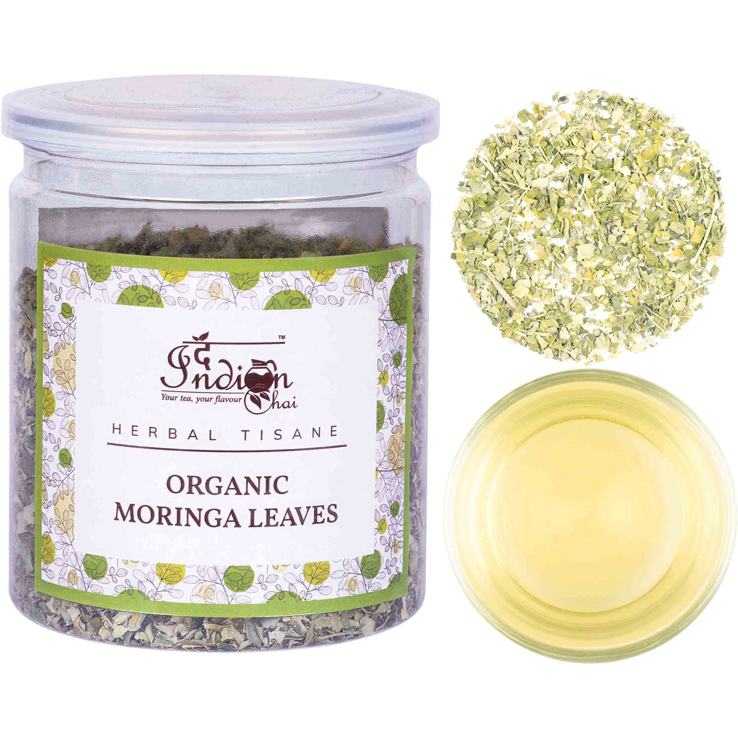 The Indian Chai  Organic Moringa Oleifera Super Food Leaf Tea 50g Helps with Energy & Immunity Booster, Weight Loss, Stress Relief, Caffeine Free Herbal Tea