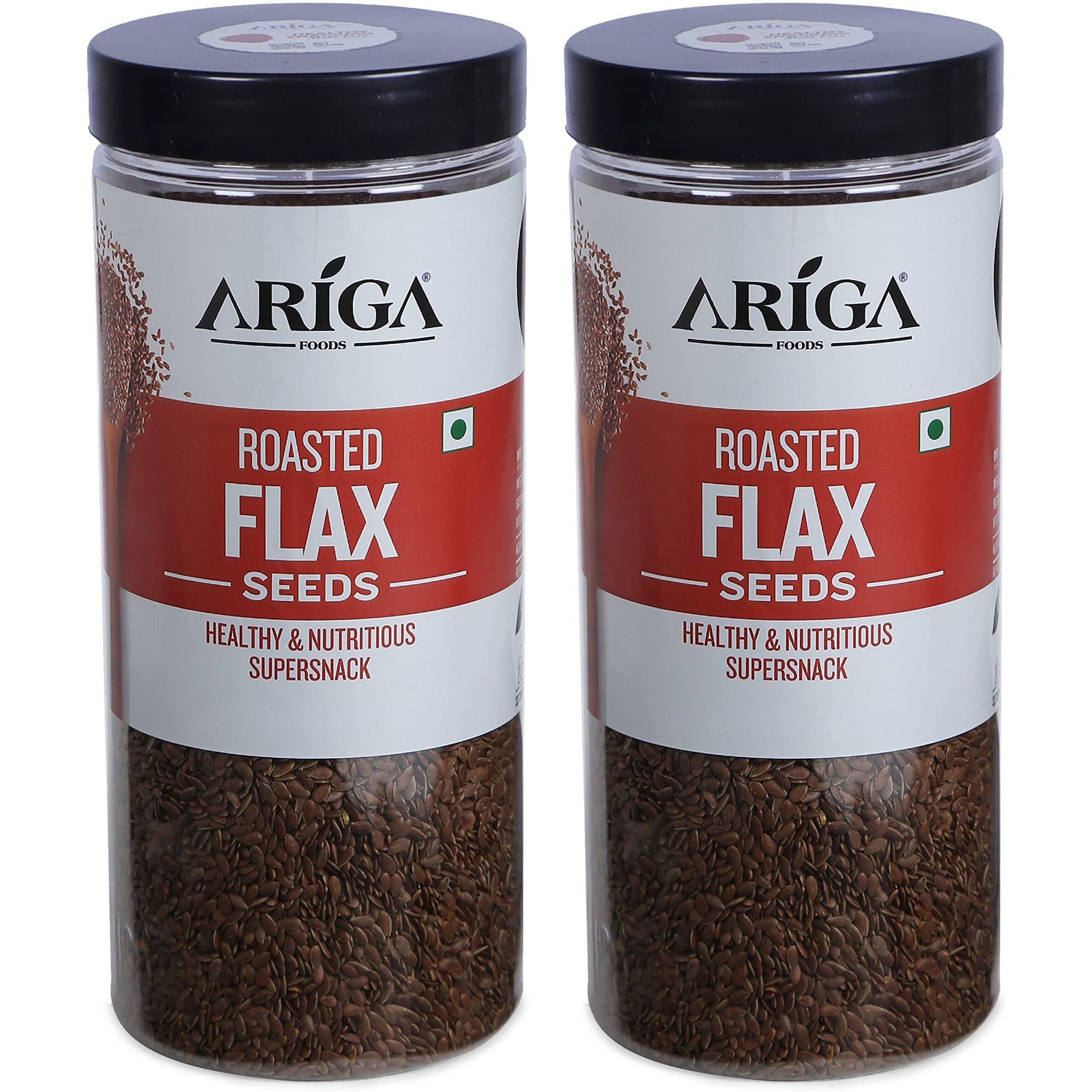 Ariga Foods Premium Roasted Flax Seeds For Weight Management | Rich in Omega-3 Fatty Acids, Proteins, Fibers and Minerals | Pet Jar 1kg (2x500g each)