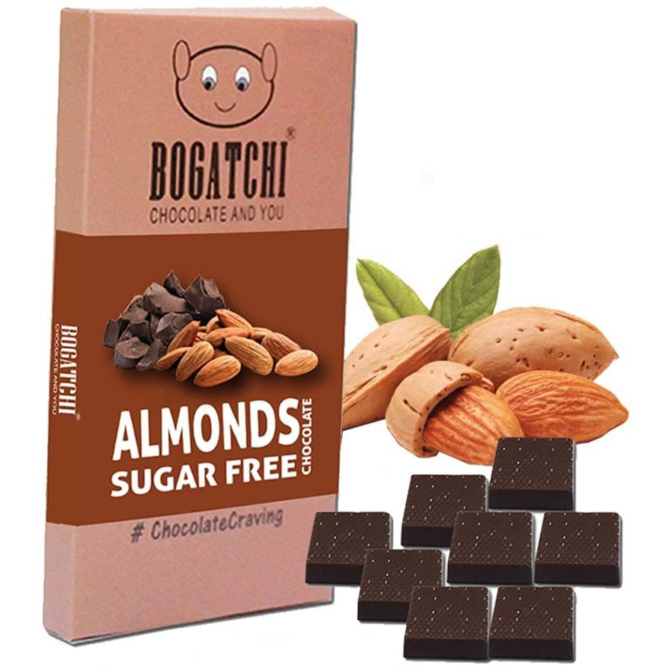 BOGATCHI SugarFREE Healthy Chocolate Bites with Almonds, 16 Pcs