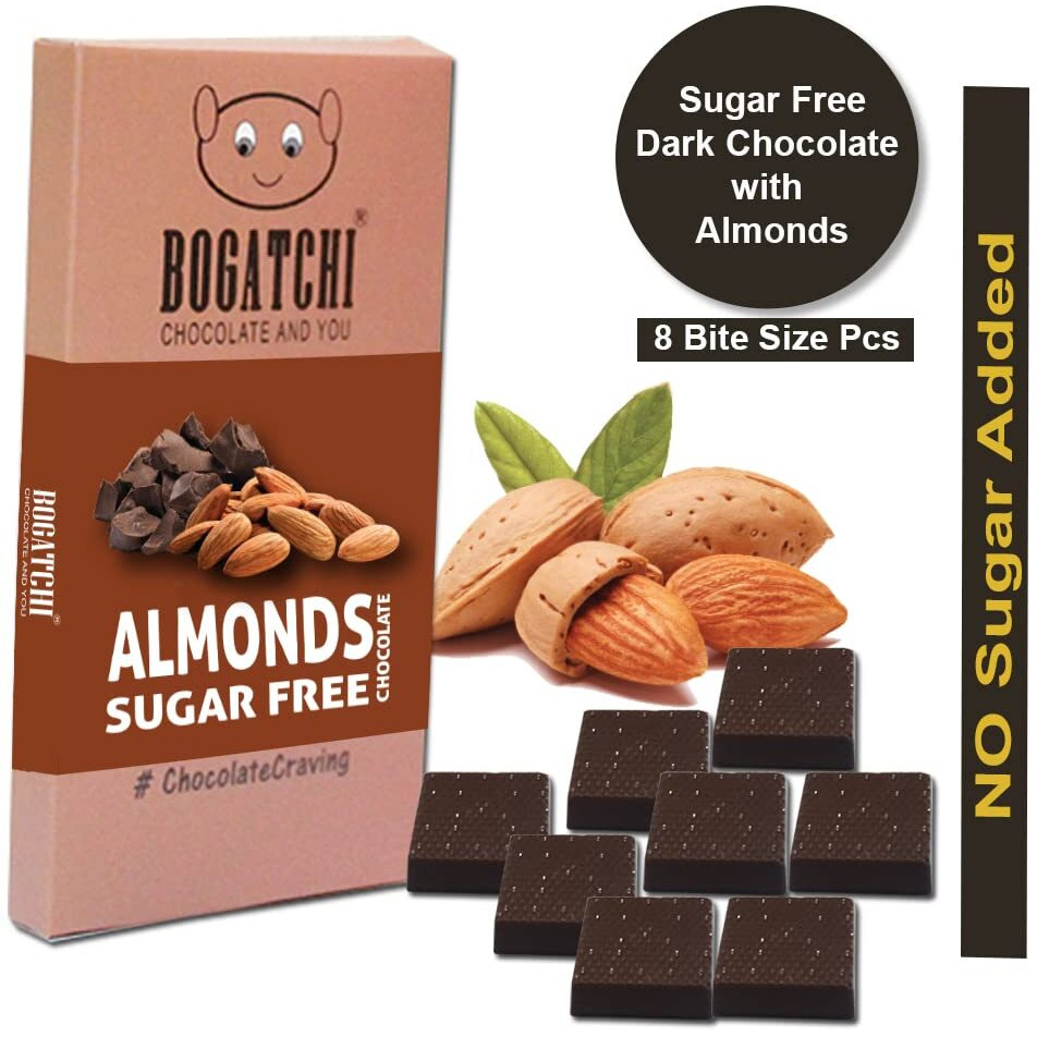 BOGATCHI SugarFREE Healthy Chocolate Bites with Almonds, 16 Pcs