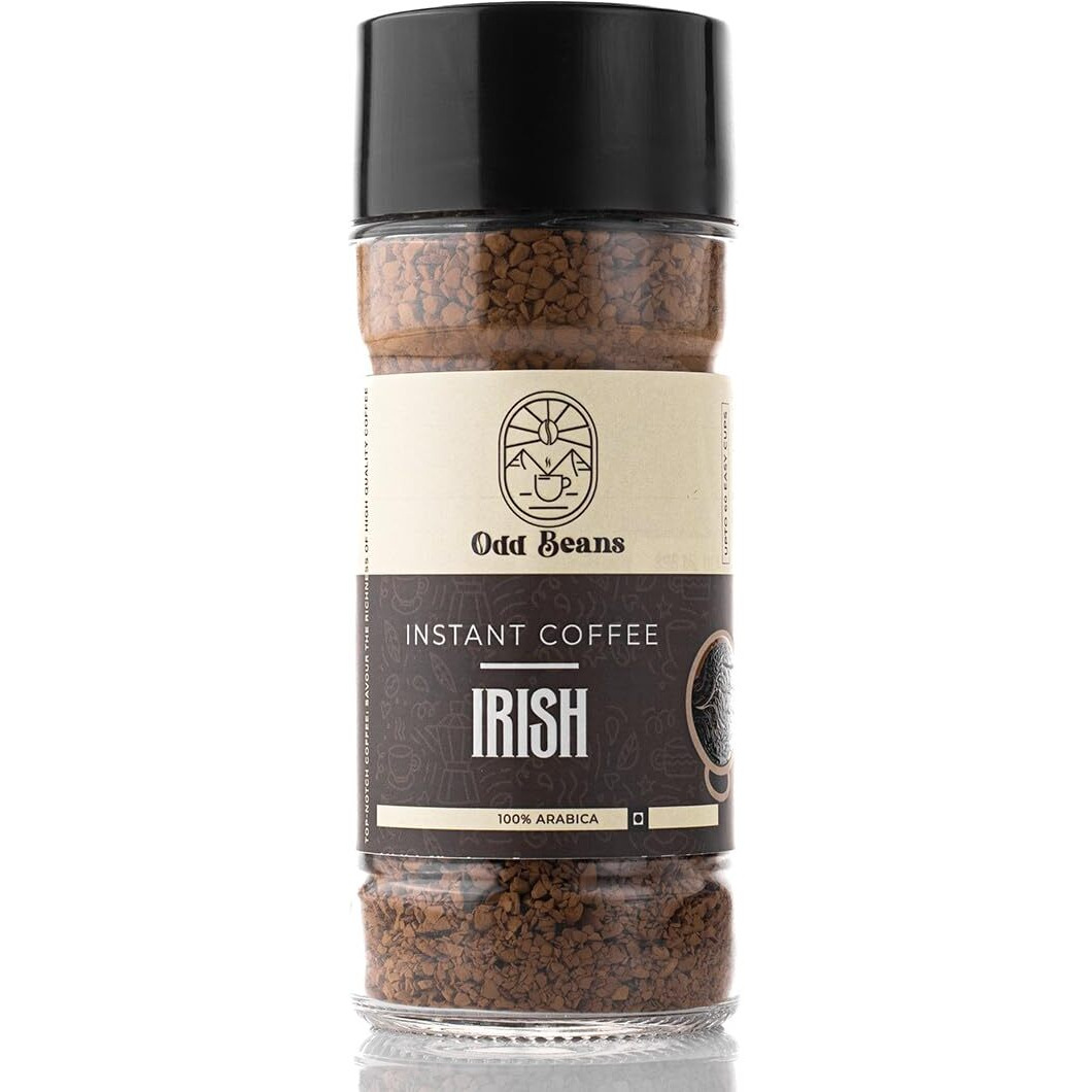 Odd Beans Premium Instant Coffee Powder | Rich Flavour and Aromatic, 100% Arabica Beans for Intense Cold & Black Coffee | No Chicory Added (Irish, 100 g)