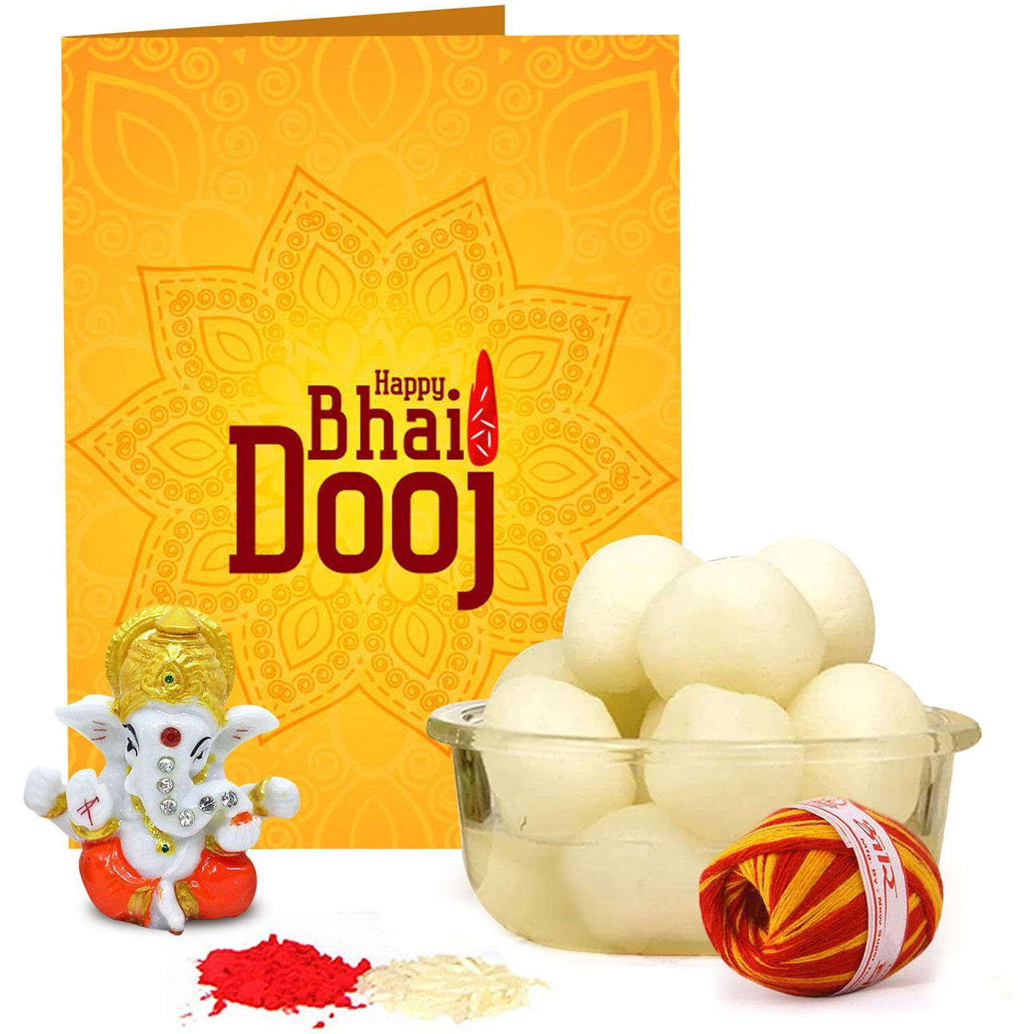 TIED RIBBONS Rakhi with Sweets for Brother - Set of 2 Designer Rakhi with Soan Papdi Sweet Gift Pack and Roli Chawal - Rakhi for Brother (Design 2)