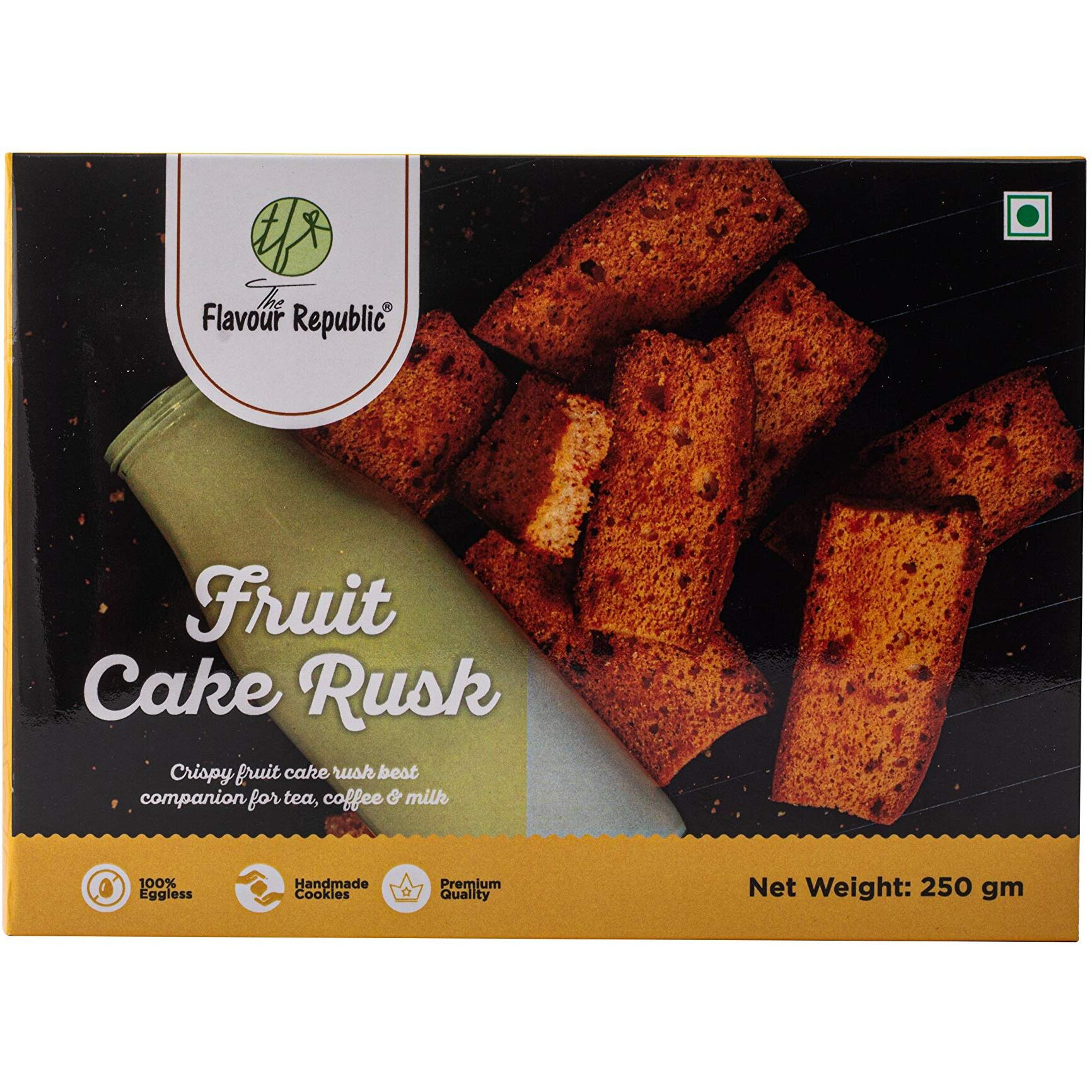 The Flavour Republic Fruit Cake Rusk - 500 Gms(Combo Pack 2 * 250 Gms) Pure Vegetarian Premium Fruit Cake Rusk || Handmade Crispy & Delicious Cake Rusk