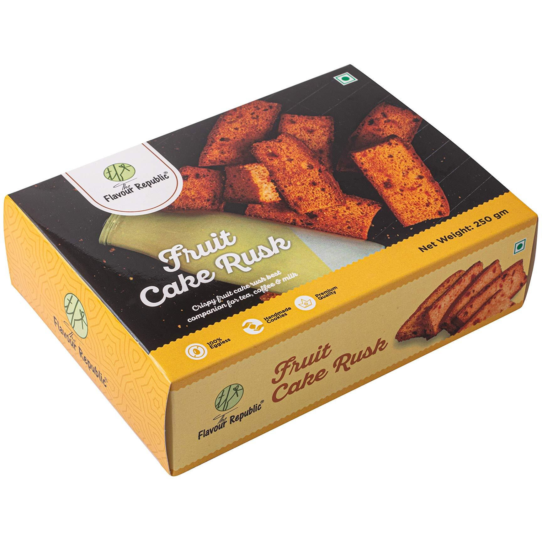 The Flavour Republic Fruit Cake Rusk - 500 Gms(Combo Pack 2 * 250 Gms) Pure Vegetarian Premium Fruit Cake Rusk || Handmade Crispy & Delicious Cake Rusk