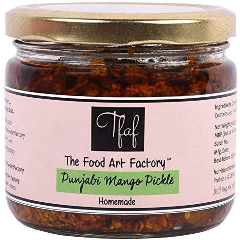 The Food Art Factory Homemade Punjabi Mango Pickle Handcrafted with Zero Preservatives, No Artificial Colors and Flavors, Gluten-Free Achaar - 300 grams