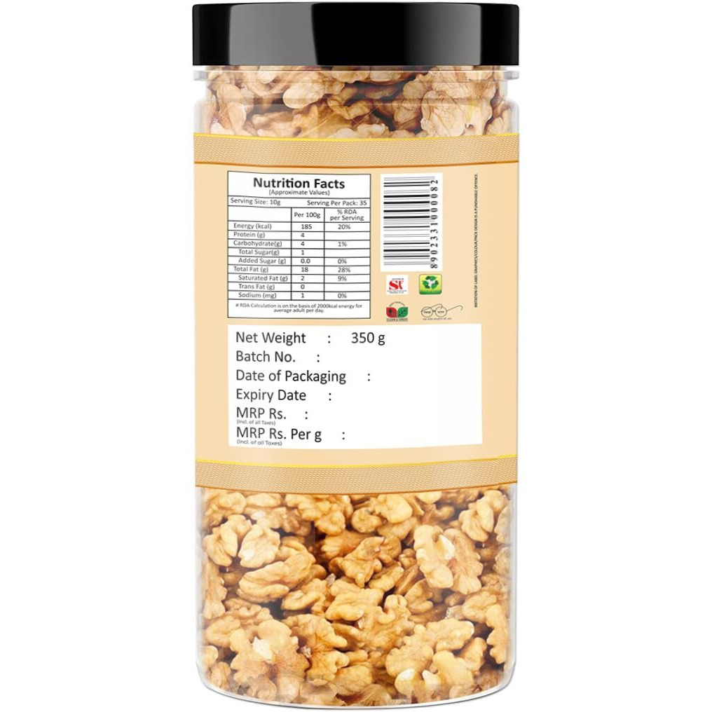 YUM YUM 100% Natural California Walnut Kernels 700g Value Pack of 2-350g Jar Each | Premium Akrot Giri | High in Protein & Iron | Low Calorie Nut| Trans Fat & Cholesterol Free