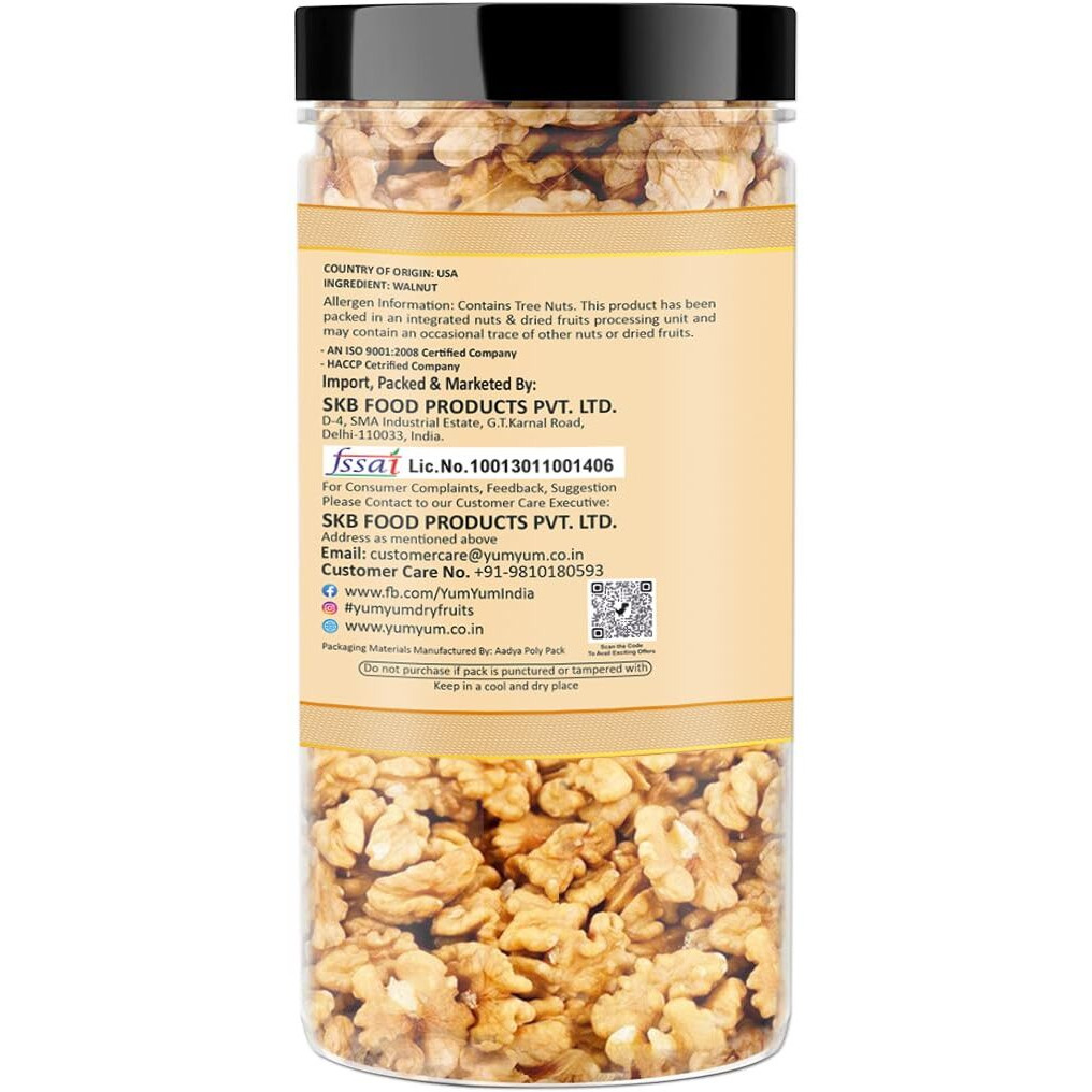 YUM YUM 100% Natural California Walnut Kernels 700g Value Pack of 2-350g Jar Each | Premium Akrot Giri | High in Protein & Iron | Low Calorie Nut| Trans Fat & Cholesterol Free