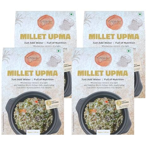 Indic Roots (Formerly Organic Roots) Millet Upma | Superfood| Instant Food | Healthy Food | Ready to Eat Full Meal | No MSG, No Preservatives, All Natural, Packed Food with Millets, Packed Food with No Artificial Additives | Gluten Free MRE Food - 55 gm (Pack of 4)
