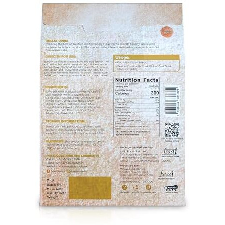 Indic Roots (Formerly Organic Roots) Millet Upma | Superfood| Instant Food | Healthy Food | Ready to Eat Full Meal | No MSG, No Preservatives, All Natural, Packed Food with Millets, Packed Food with No Artificial Additives | Gluten Free MRE Food - 55 gm (Pack of 4)