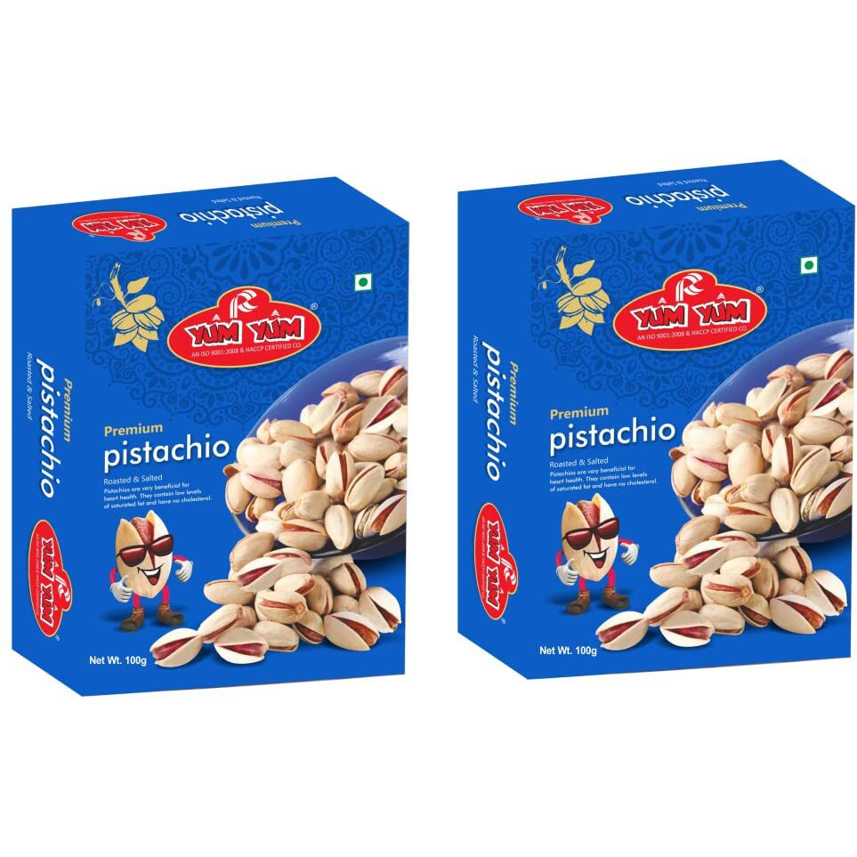 YUM YUM Roasted Salted Pistachios 200g (Pack of 2-100g Each)