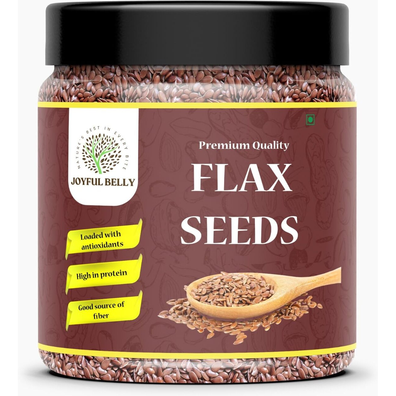 JOYFUL BELLY Flax Seeds 250gm | Raw & Unroasted Alsi Seed | Natural Flax Seeds for Eating, Weight Loss & Hair Growth | Rich in Protein & Dietary Fibre | Healthy Snacks Diet Food - (Jar Pack)