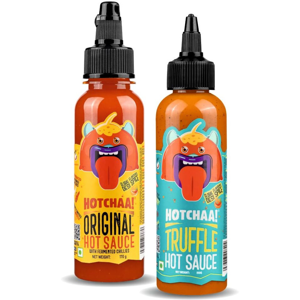 HOTCHAA Truffle Hot Sauce & OG Hot Sauce Combo Pack (150g & 170g) Spicy & Umami Truffle Hot Sauce and Light, Sharp OG Hot Sauce, Small Batch, Vegan, NO MSG