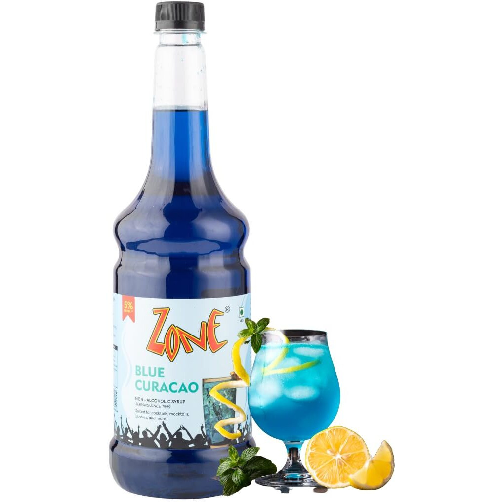 Zone Blue Curacao Syrup 1050ml | Mild & Sweet Orange Flavor for Mocktails, Cocktails, Lemonades, Iced Teas & More | 35+ Flavours