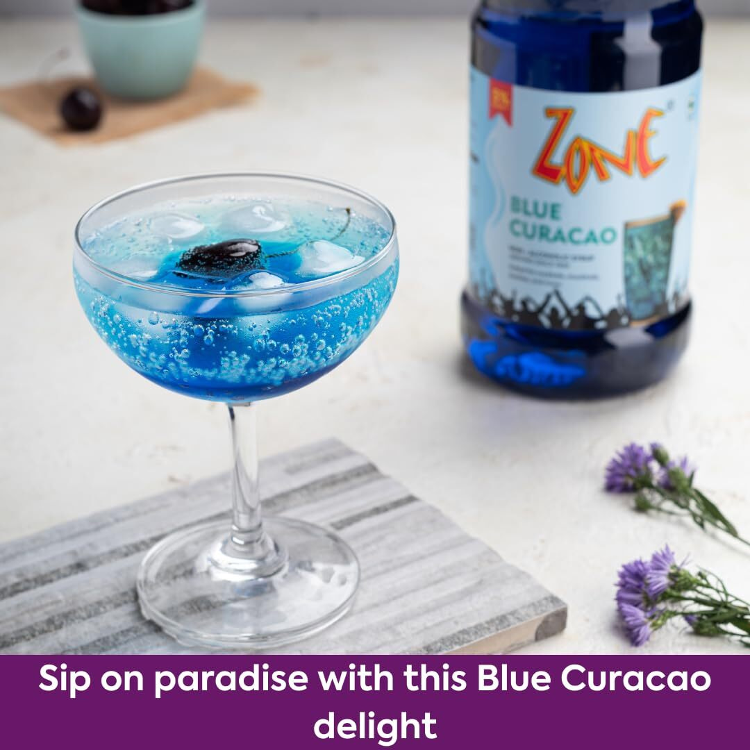 Zone Blue Curacao Syrup 1050ml | Mild & Sweet Orange Flavor for Mocktails, Cocktails, Lemonades, Iced Teas & More | 35+ Flavours