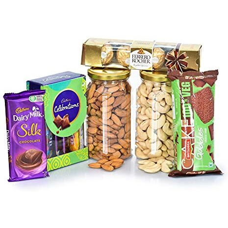 NUTRI MIRACLE New Year Dry Fruits Gift Basket for Family and Friends | Corporate Christmas Gift of Nuts and Chocoltes with Diyas
