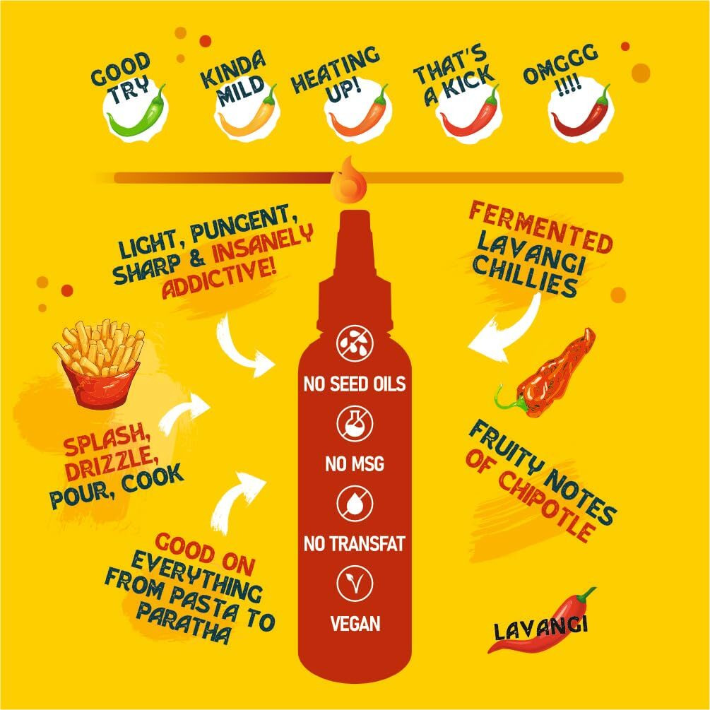 HOTCHAA Bhut Hot Ketchup & OG Hot Sauce Combo Pack (170g X 2) Smoky & Tangy Bhut Hot Ketchup and Light, Sharp OG Hot Sauce, Small Batch, Vegan, NO MSG