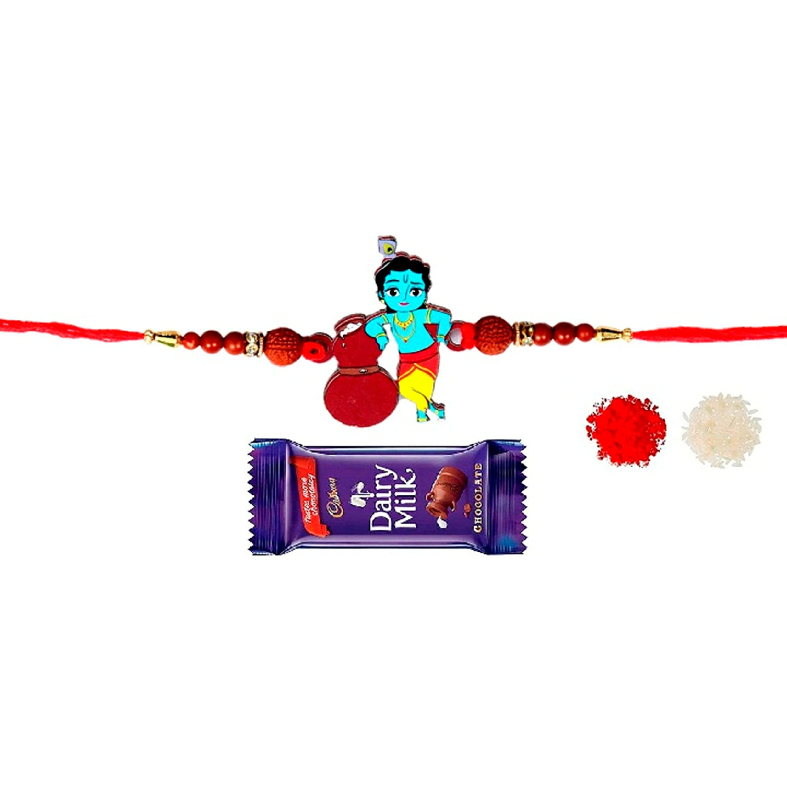 VR CREATIVES Cartoon Character Kanha Bal Krishna Rakhi for Brother, Kids, Boys Girls, Best Rakhi Gift for Kids Rakhi for Kids Brother with 12g Cadbury Chocolate
