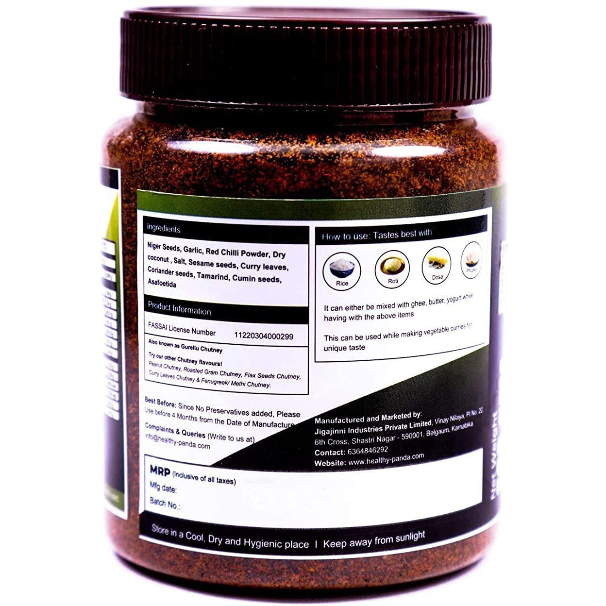 HEALTHY PANDA Niger Seed Chutney Powder Gurellu Chutney, Karale / Karala Chutney (100% Natural & Healthy) - 250 Gram