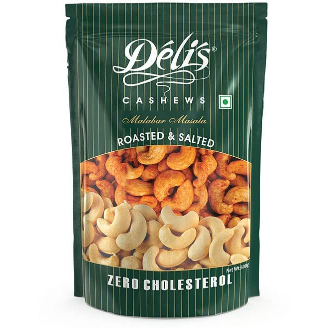 Delinut Dry Roasted Cashews | Plain and Flavoured Cashews (Masala, 500 gm)