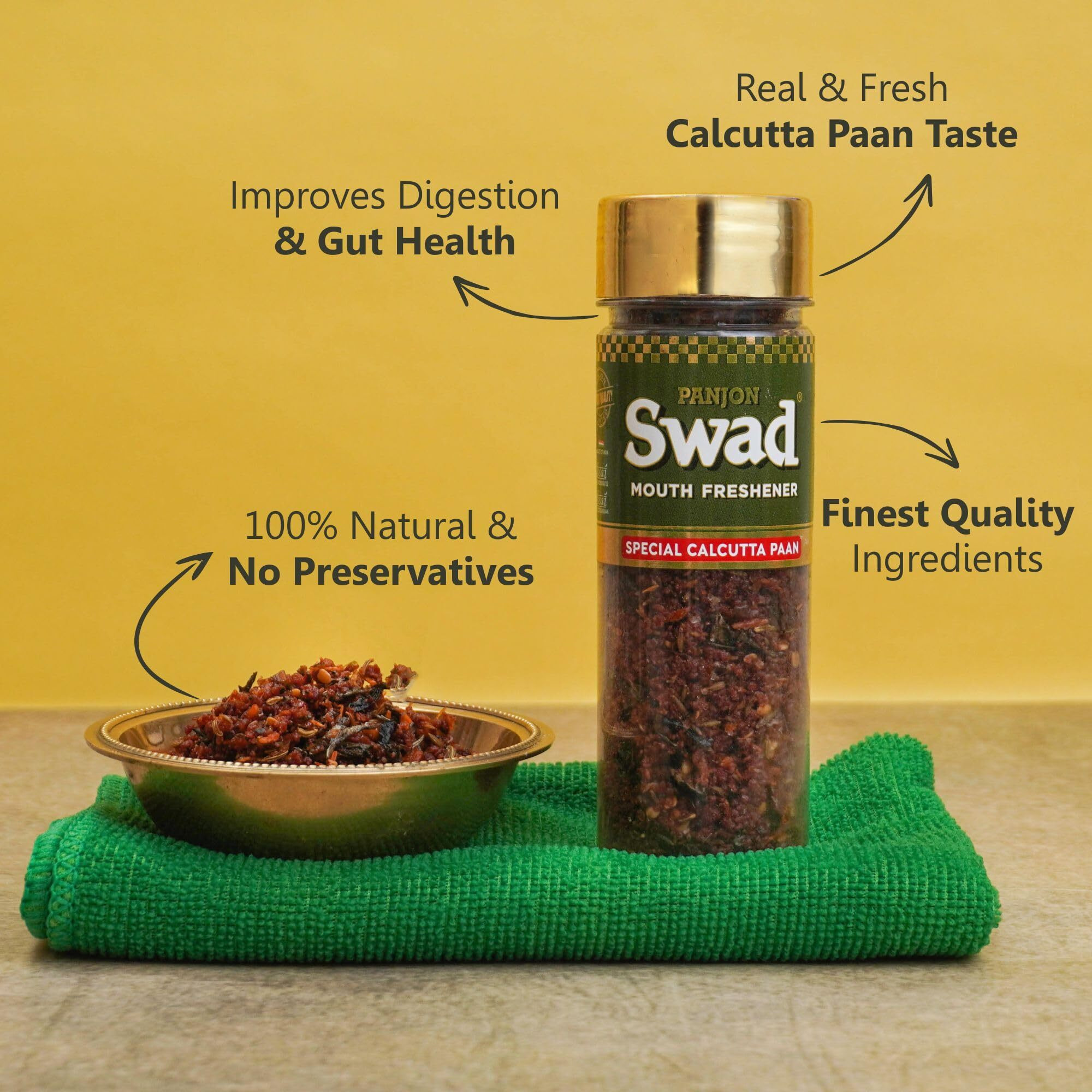 Panjon Swad Calcutta Paan Mukhwas (Pack Of 3 X 100 Grams) | Meetha Paan Mukhwas | Hygienically Packed Traditional Sweet Pan Pachak | Tasty Mouth Freshener | After-Meal Snack | Dry Mukhwas