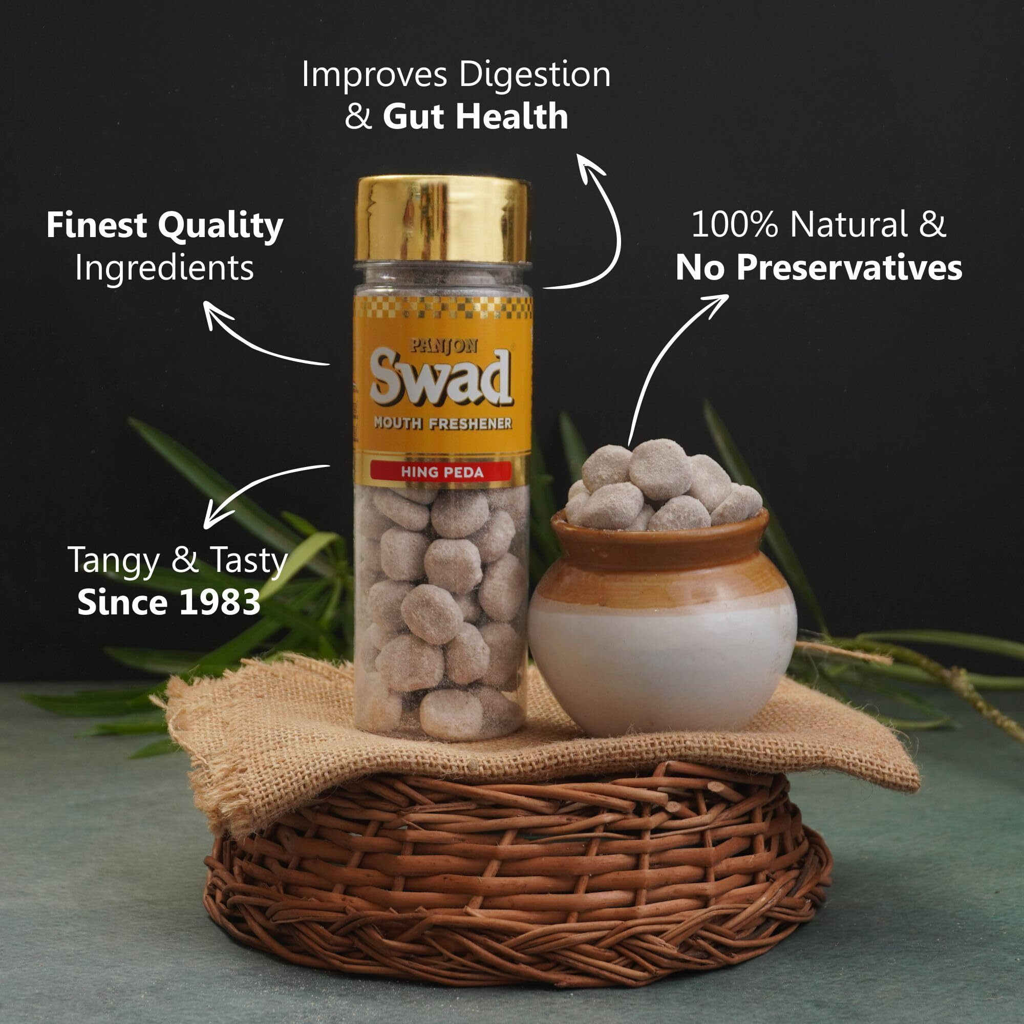 Panjon Swad Hing Peda Mukhwas (Pack Of 3 X 120 Grams) | Digestive Mouth Freshener | Hygienically Packed Traditional Pachak | Tasty Mouthfresheners | After-Meal Snack | Dry Mukhwas
