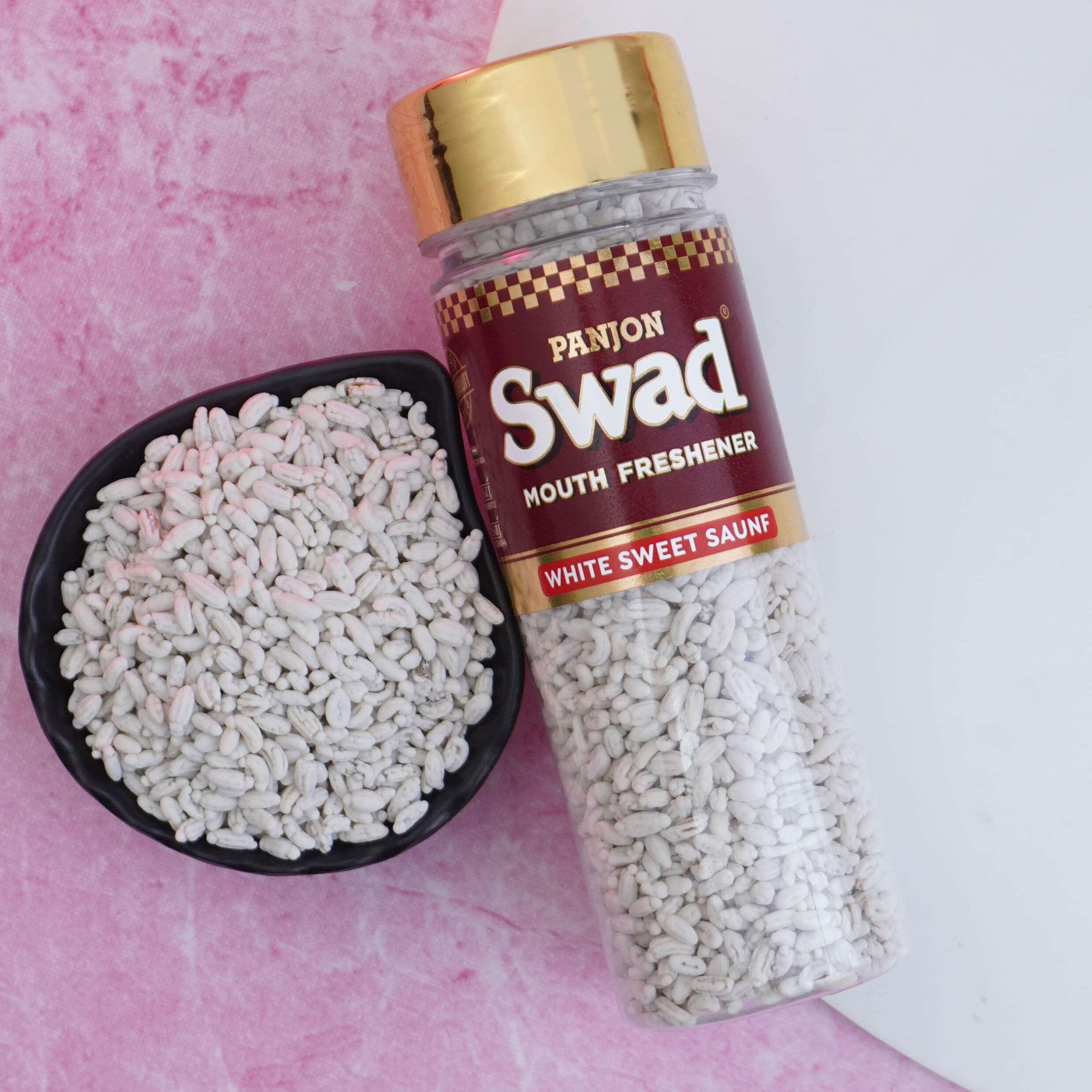 Panjon Swad White Sweet Saunf Mukhwas (Pack Of 3 X 120 Grams) | Digestive Mouth Freshener | Hygienically Packed Traditional Pachak | Tasty Mouthfresheners | After-Meal Snack | Dry Mukhwas
