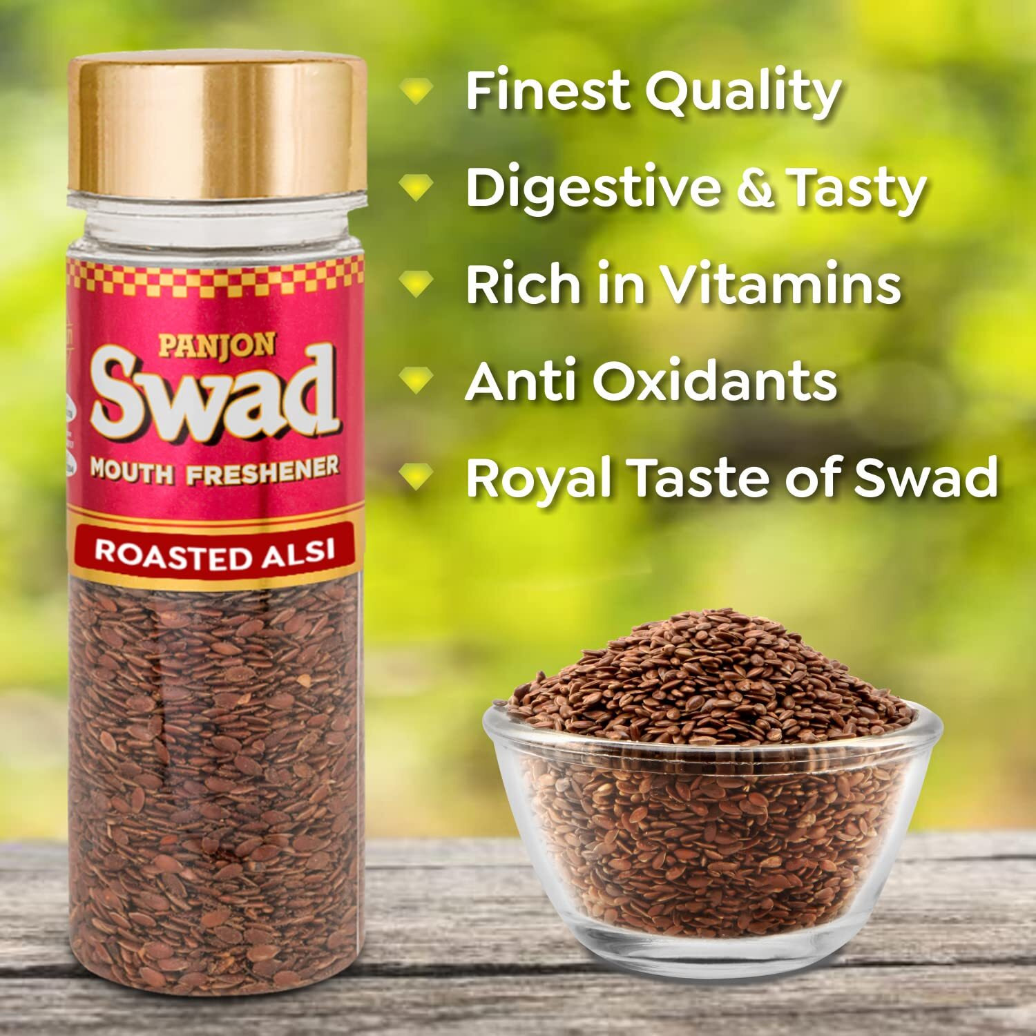 Panjon Swad Roasted Alsi Mukhwas (Pack Of 3 X 120 Grams)